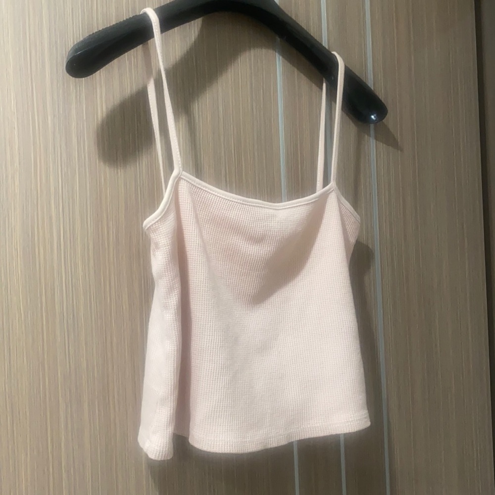 Brandy Melville light pink waffle crop top